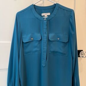 LOFT Teal Long Sleeve Blouse